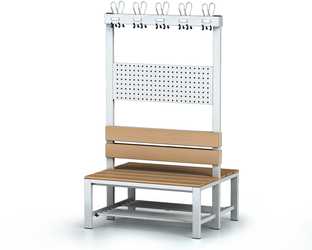 Double-sided benches with backrest and racks, beech sticks -  with a reclining grate 1800 x 1000 x 830